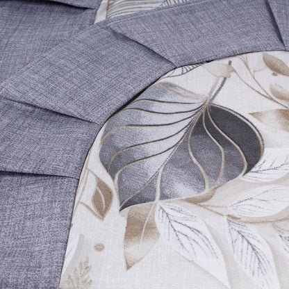 Tovaglia plastificata con riccio fantasia foglie grigio - GINEVRA