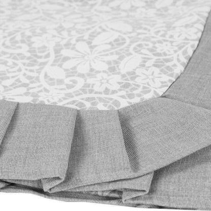 Tovaglia plastificata con riccio floreale grigio - MERLETTO FIORE