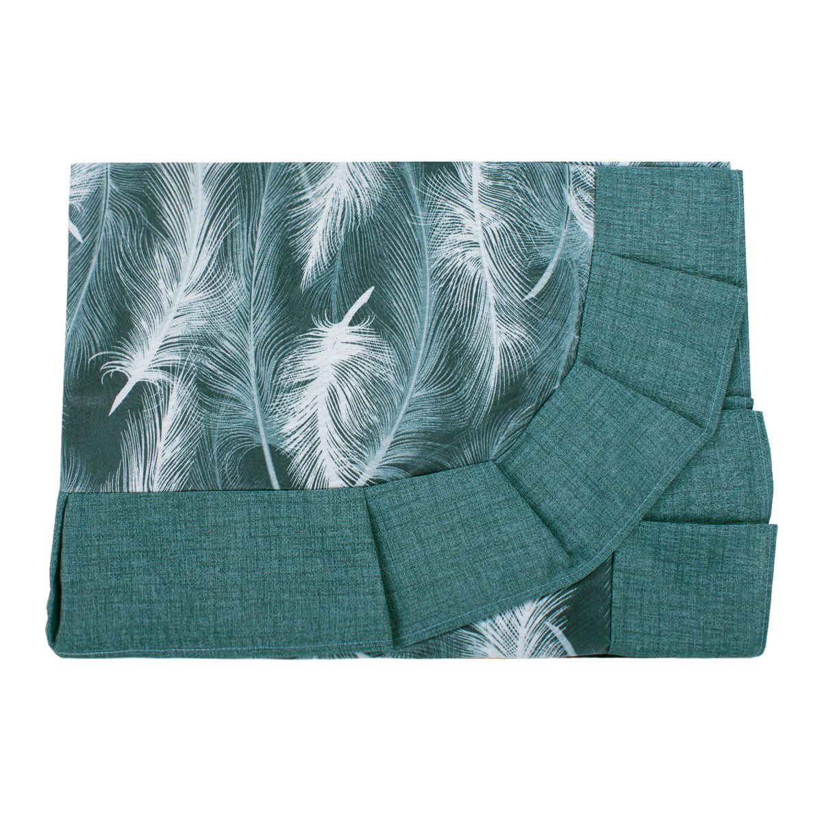 Tovaglia plastificata con riccio piume turchese - SOFI
