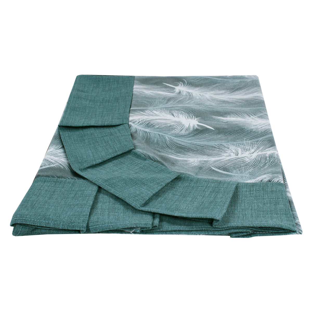 Tovaglia plastificata con riccio piume turchese - SOFI