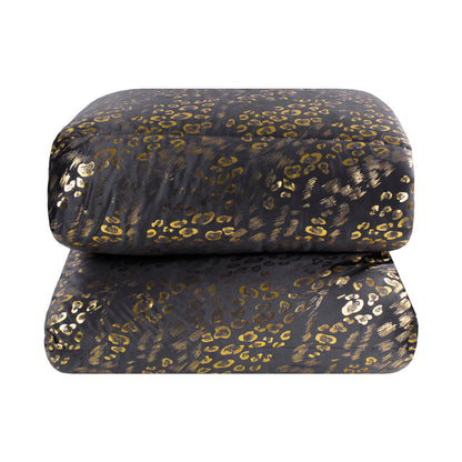 Piumone animalier oro in velluto grigio scuro