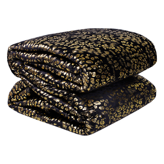 Piumone animalier oro in velluto nero