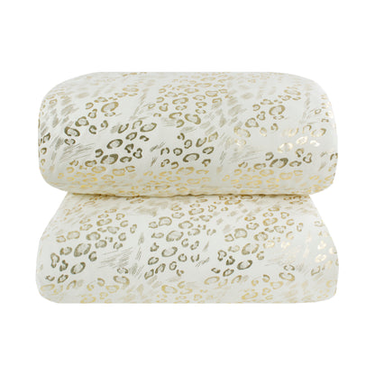 Piumone animalier oro in velluto panna
