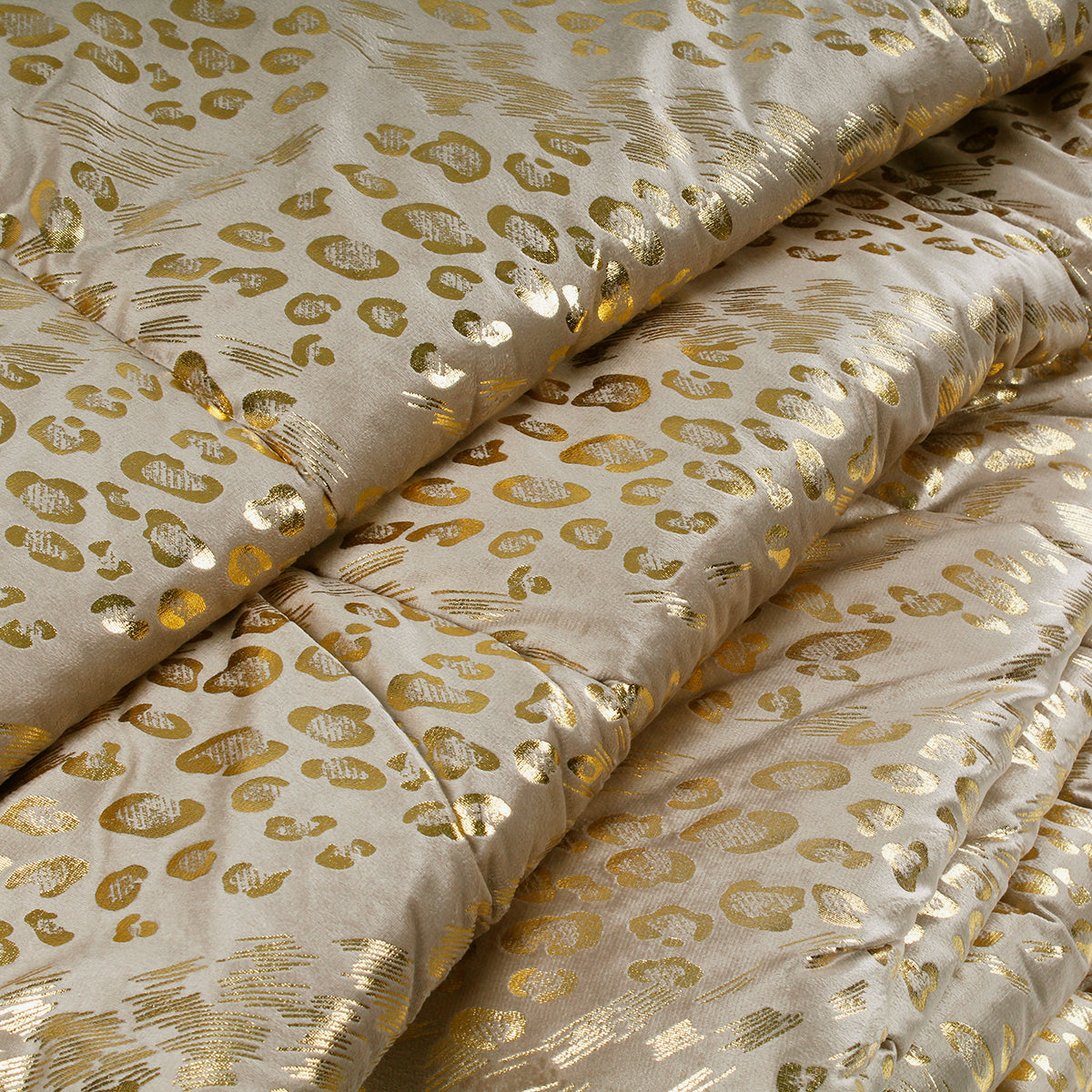 Piumone animalier oro in velluto beige