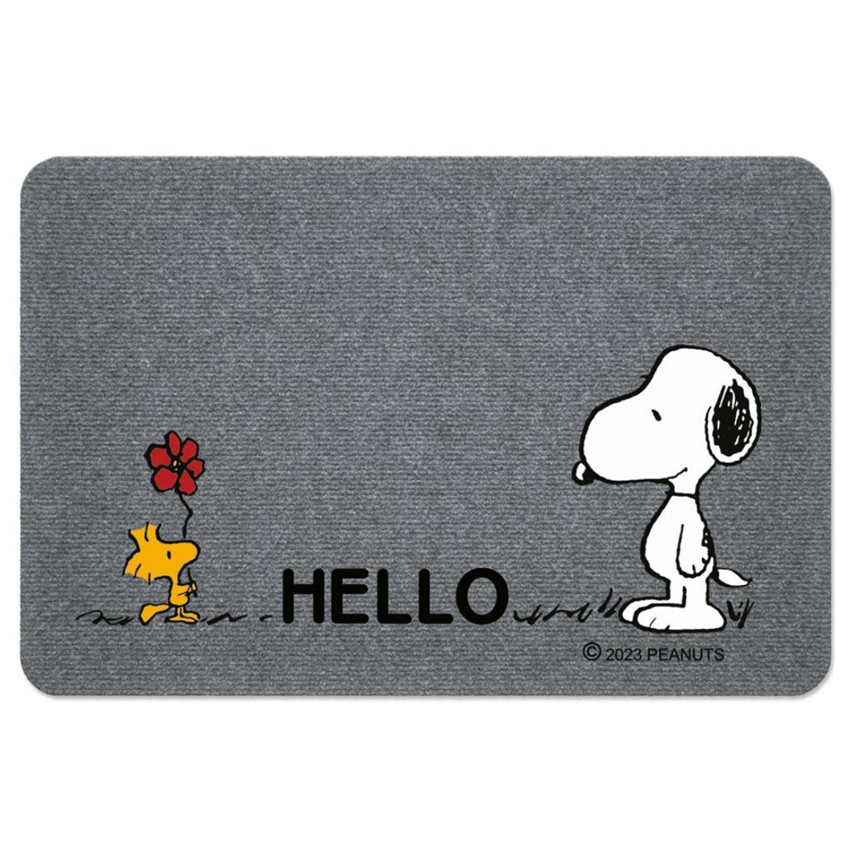 Zerbino antiscivolo a fantasia con Snoopy - Hello grigio